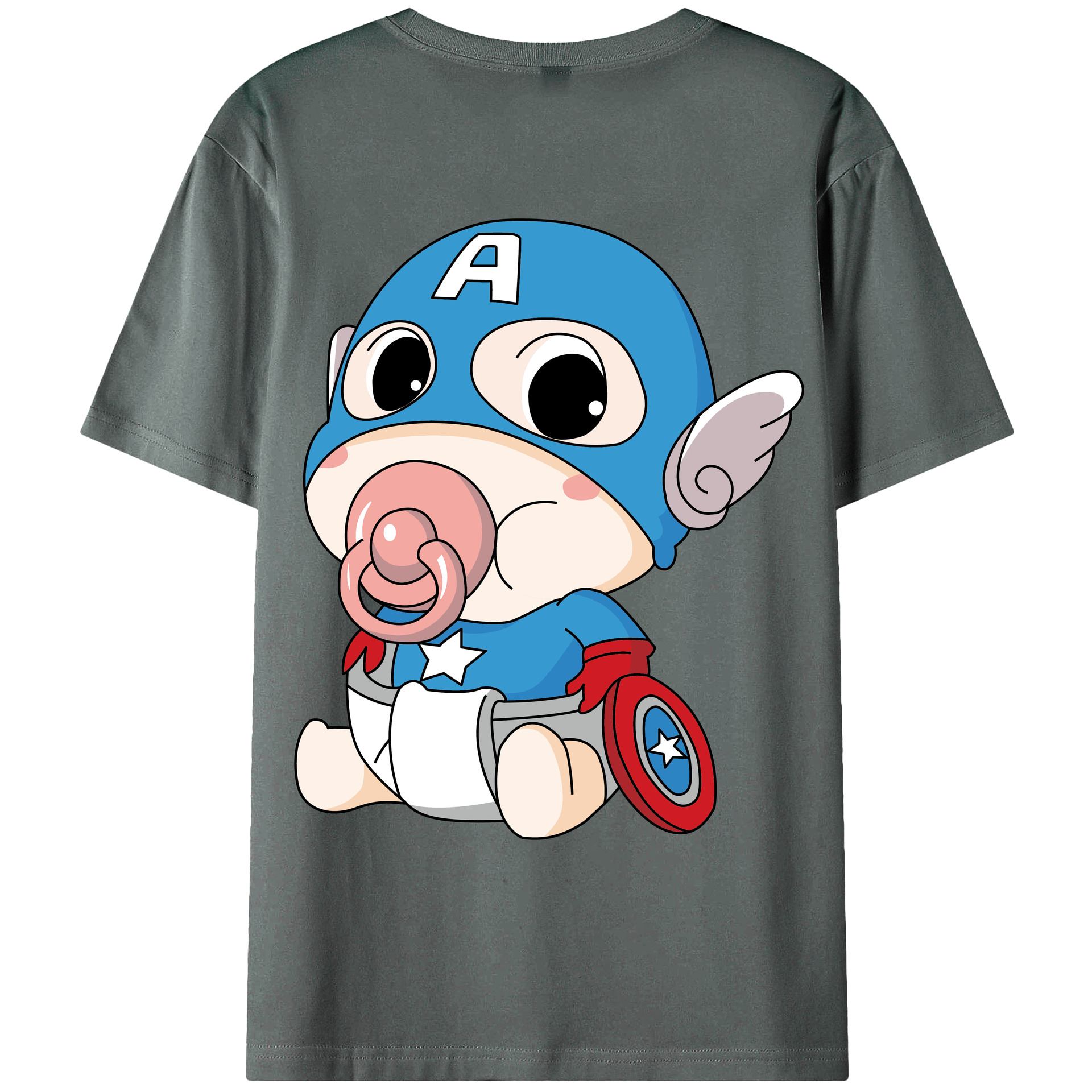 （画像用） アベンジャーズ The Avengers 綿100％ メンズ半袖Tシャツ（バックプリント） 通気性